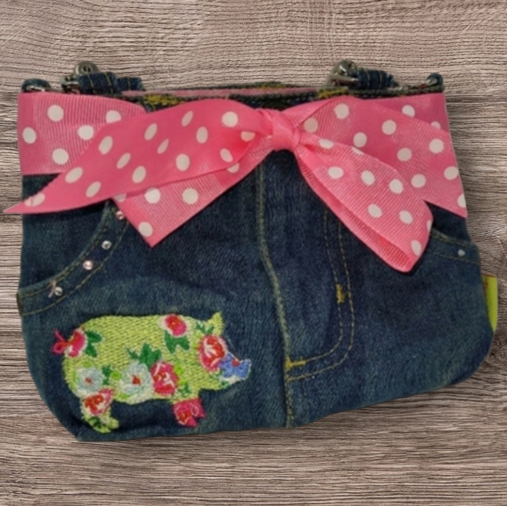 GIRLS DENIM PIG PURSE